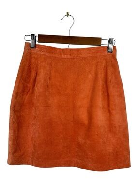 Newport News Rust Orange Leather Vintage Suede Mini Pencil Skirt